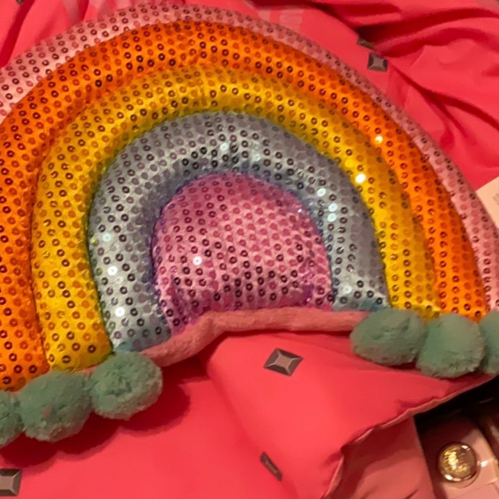 Cute rainbow sequin pillow